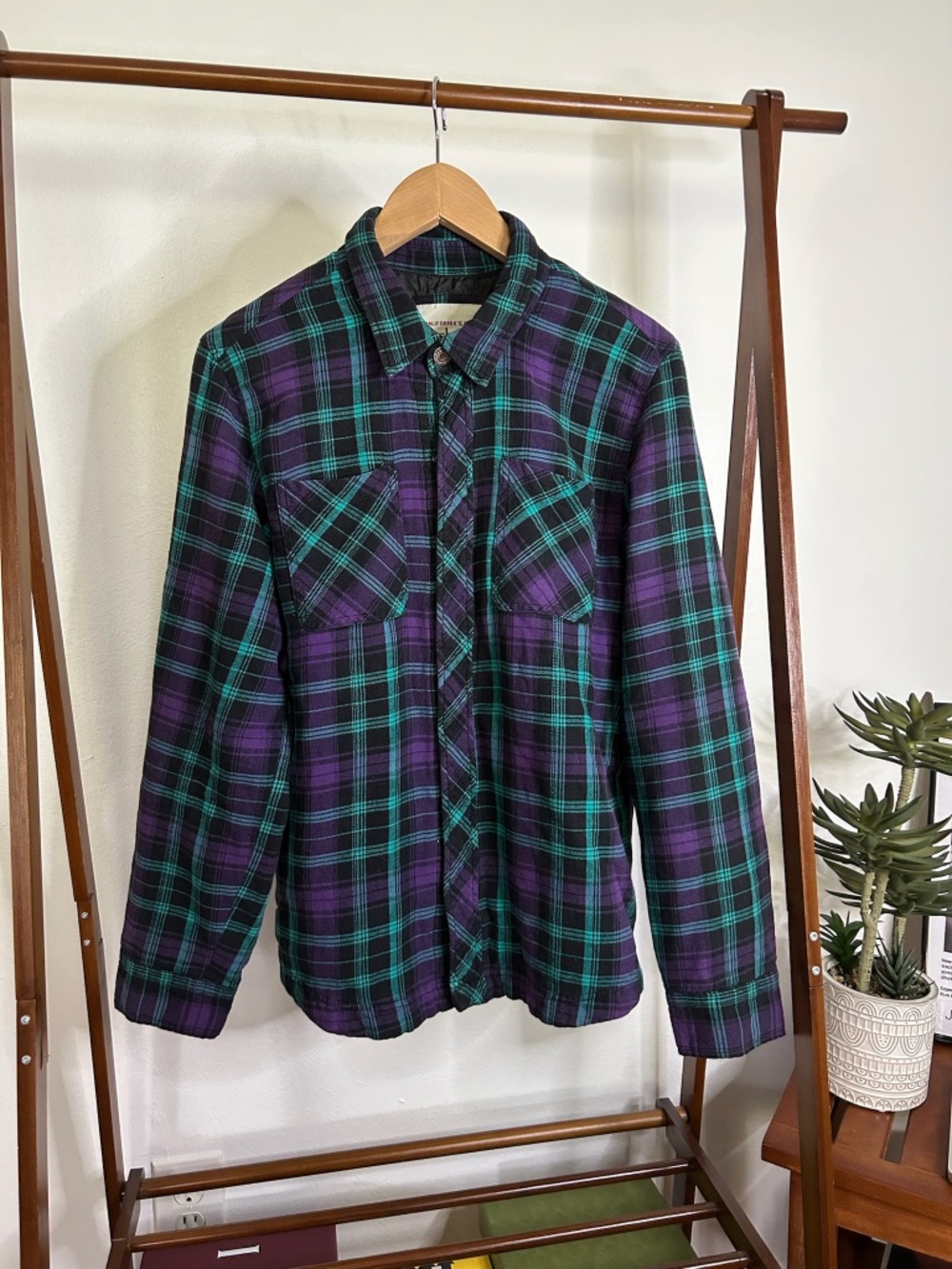 Anchor Blue y2k quilted Flannel Jacket  Size Medium